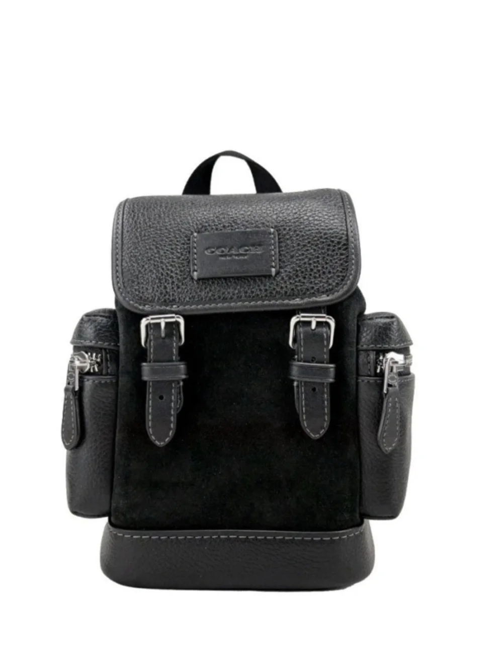 Coach Black Suede Pebble Leather Sprint Sling Pack Backpack